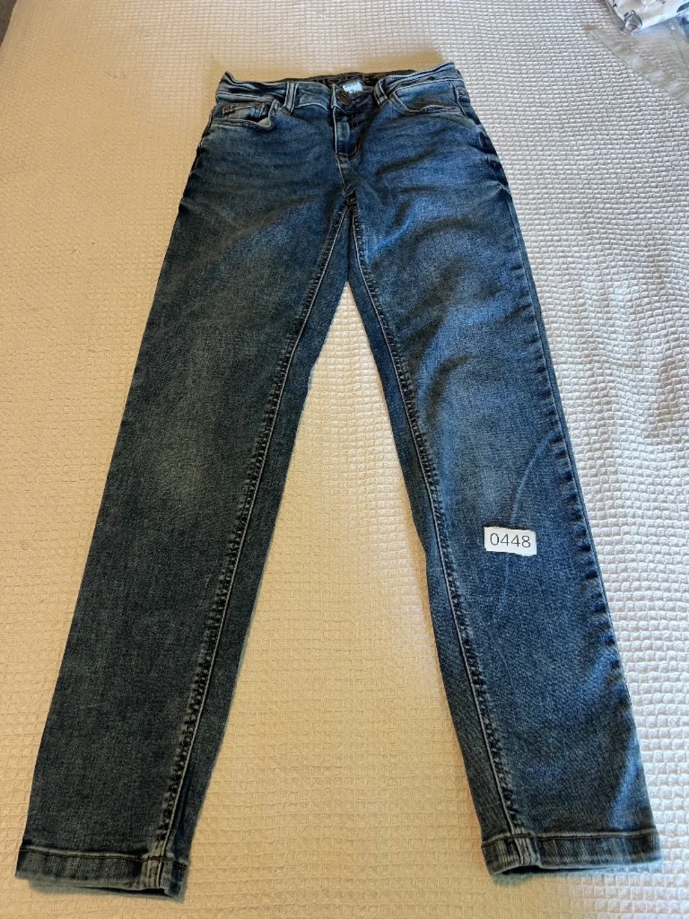 Justice Slim Straight Girls Size 12 Blue Denim Jeans Button Zip Pockets